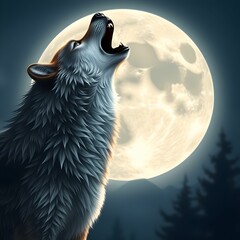  wolf howling at the moon