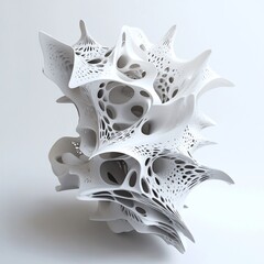 Poster - Abstract white 3D organic sculpture.
