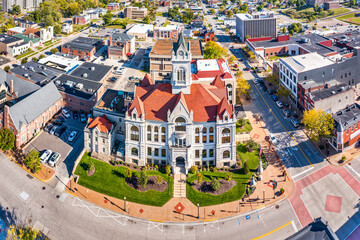 Wall Mural - Aerial view of Cole County Courthouse and Jail-Sheriffs House in Jefferson City, Missouri. Jefferson City is the capital of the U.S. state of Missouri