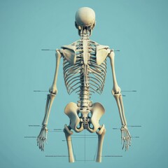 Aufkleber - Detailed view of human skeleton anatomy from the back showing major bones and structure for educational purposes. Generative AI