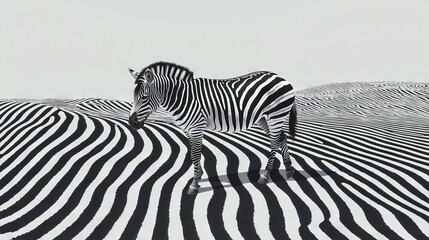 Wall Mural -   Black and white photo of two zebras standing in a zebra-like area with white sky in the background