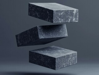 Poster - Floating stone blocks. AI.