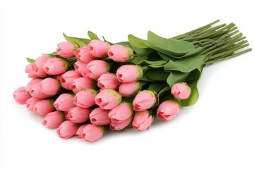 Wall Mural - A close-up image of pink tulips with a transparent background, available as a stock file