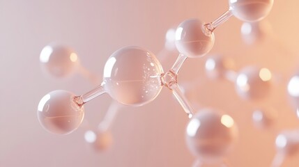 Aufkleber - Floating glass molecules in an abstract science background with soft pastel colors and gentle lighting. Generative AI