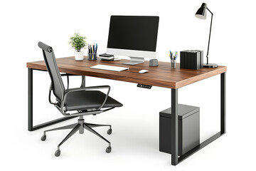 Poster - Typical office desk isolated on a white background