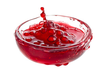 Poster - Vibrant and energetic splash of a red liquid similar to red berry jam, juice or punch isolated on a white background