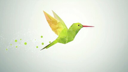 Wall Mural -   A green bird soaring through the air with dotted lines on its wings