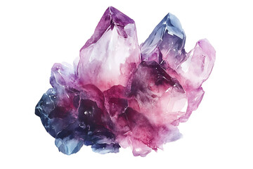 Poster - Watercolor fairy crystals isolated on a white background