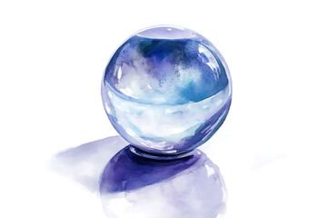 Poster - Watercolor illustration of a magic crystal ball isolated on a white background