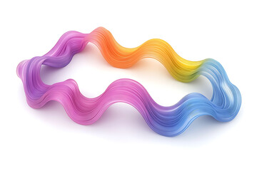 Poster - Wavy lines in different colors, 3d render isolated on a white background