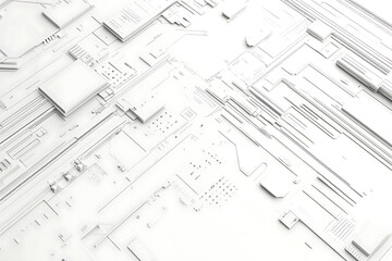 Aufkleber - White geometric modern technology design isolated on a white background