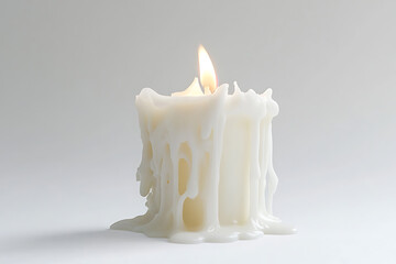 Aufkleber - White melting candle isolated on a white background