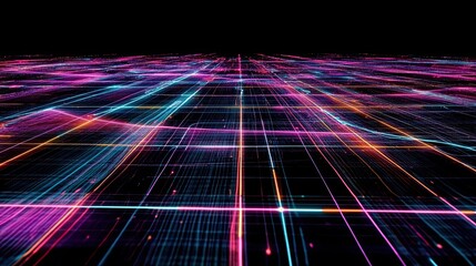 Poster - Futuristic Text Editor Glowing With Neon Lines on a Sleek Black Digital Interface