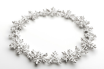 Aufkleber - White snowflakes border frame isolated on a white background