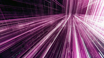 Poster - Futuristic Text Editor Visualization With Purple Neon Lines on a Sleek Black Canvas