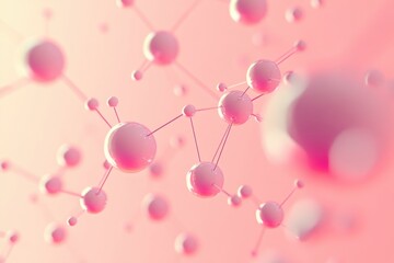 Poster - Molecules interconnected in a vibrant pink background illustrating scientific concepts of chemistry and structure. Generative AI