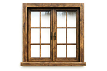 Aufkleber - Wooden window isolated on a white background