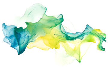 Poster - Yellow green blue abstract liquid ink isolated on a white background