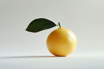 Poster - Yellow lemon fruit with leaf isolated on a white background