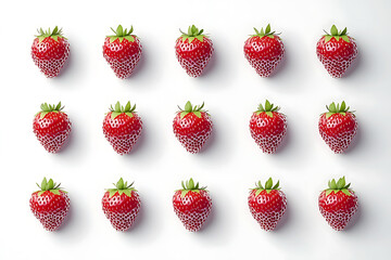 Poster - Set of strawberries isolated on a white background