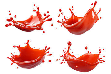 Poster - Set of tomato ketchup splashes isolated on a white background