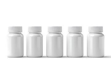 Poster - Set of white pill bottle mockup isolated on a white background