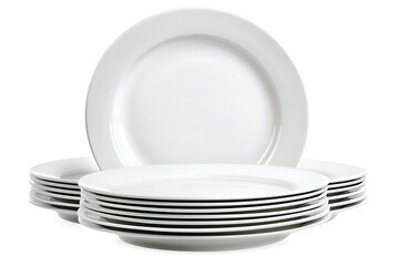 Poster - Set of white plates isolated on a white background