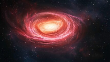 Poster - A vibrant, swirling nebula in deep space, glowing with red and orange hues, surrounded by countless stars.