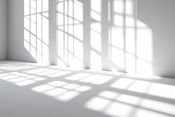 Poster - Shadows cast by sunlight filtering through windows isolated on a white background
