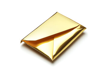 Aufkleber - Shiny gold envelope open with a triangular flap, showcasing a luxurious and elegant design isolated on a white background