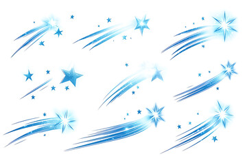 Poster - Shooting stars icons, comet tail or star trail set isolated on a white background