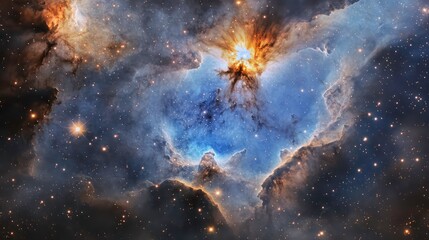 Poster - Vibrant nebula with cosmic dust, gas, and stars.