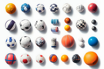 Poster - Sports balls and equipment collection set isolated on a white background