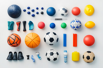Poster - Sports balls and equipment collection set isolated on a white background