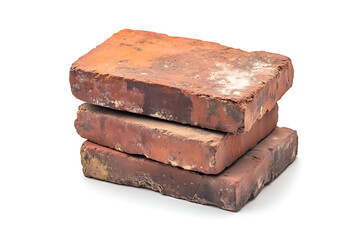 Poster - Stack of old red bricks isolated on a white background
