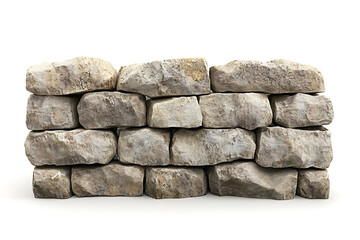 Poster - Stone wall isolated on a white background