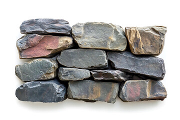 Poster - Stone wall isolated on a white background