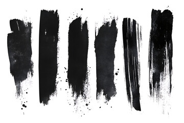 Poster - Stroke, set of black ink strokes, grunge dirty stylish elements isolated on a white background