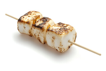 Poster - Toasted marshmallow on a stick isolated on a white background