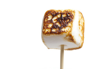 Poster - Toasted marshmallow on a stick isolated on a white background