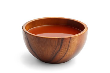 Poster - Tomato soup in wooden bowl isolated on a white background