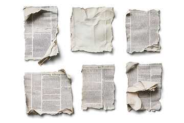 Aufkleber - Torn newspaper pieces isolated on a white background