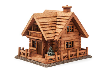 Poster - Toy wooden house isolated on a white background