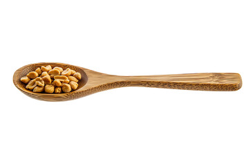Poster - Roasted peanuts in the wooden spoon isolated on a white background