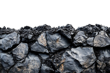 Poster - Rough rocky surface of black dry soil isolated on a white background