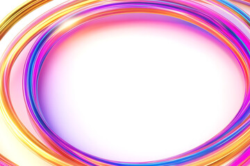Poster - Round frame made of dynamic neon curved lines for technology concepts isolated on a white background