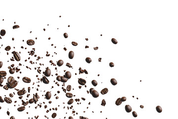 Poster - Scattering delicious coffee beans isolated on a white background
