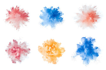 Poster - Set collection of color powder explosion isolated on a white background
