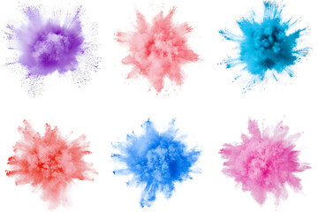 Poster - Set collection of color powder explosion isolated on a white background