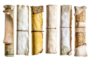 Aufkleber - Set of ancient parchment scrolls isolated on a white background